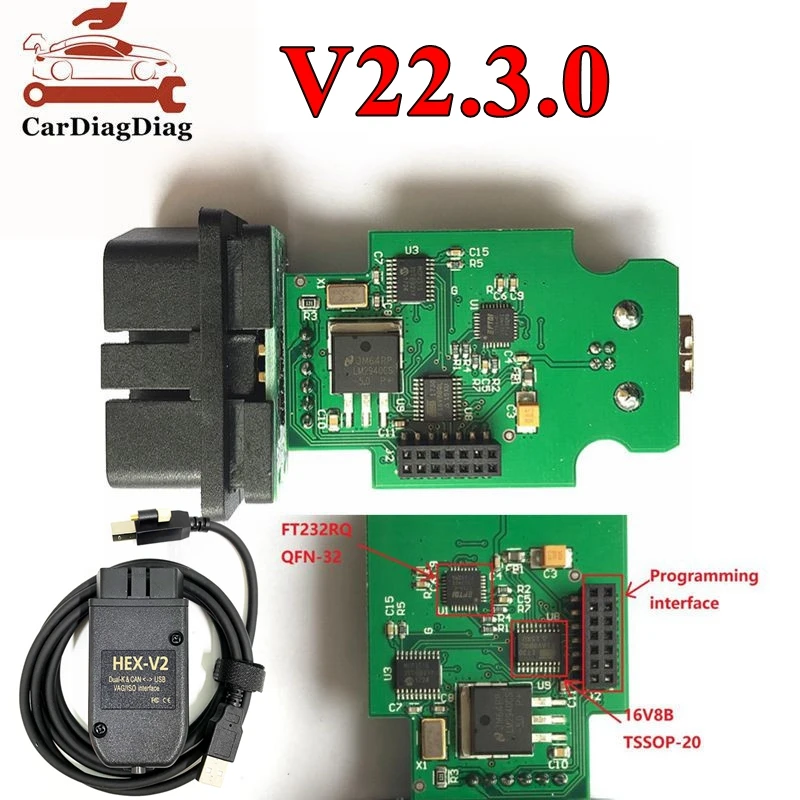 VCDS Vag Com 21.3.0 21.3 HEX V2 CAN USB OBD 2 Scanner Programming Tool –  German Audio Tech