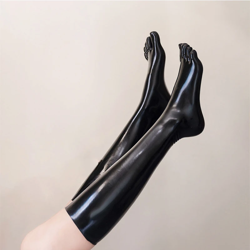 Short Five Toes Socks Latex Rubber Gummi Stocking 5 Toes Middle 0.4mm Unisex for Women Men Wear with Bodysuit Fetish