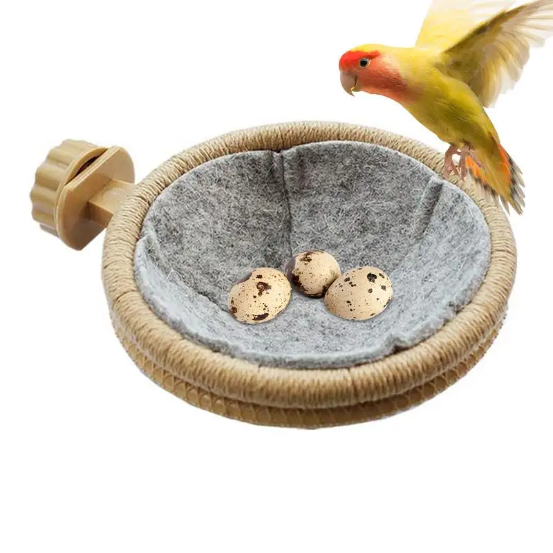 

Comfortable Birds Breeding Canary Rope Weave Hatching Nest 2PCS soft Nesting Felt Pad Warm Sleeping Mat Bird Cage Accessories