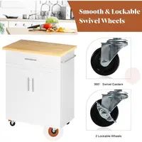 26in White Kitchen Island Cart with Wheels, Storage Cabinet, Shelves, and Towel Rack for Portable Kitchen Use 6
