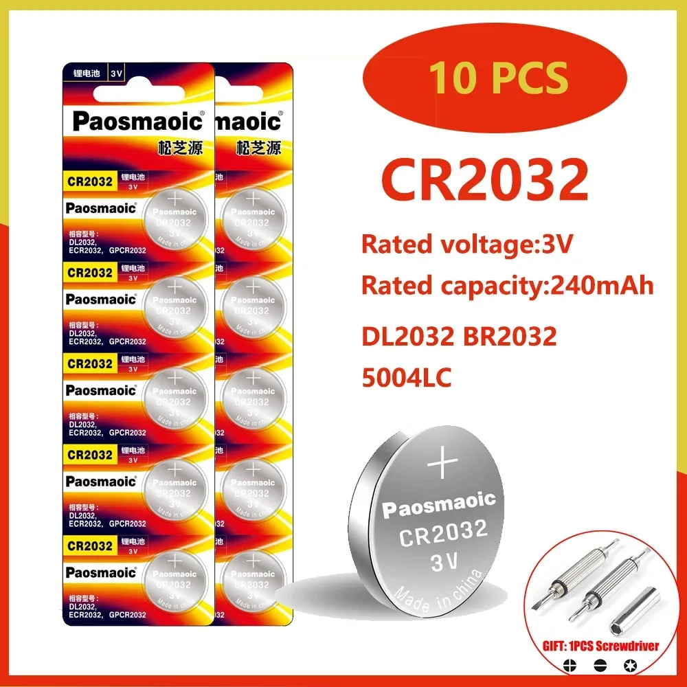 10PCS CR2032(G) PA