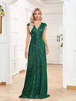 Mermaid Evening Dress – 2025 Floor Length Sequin Blue Gown