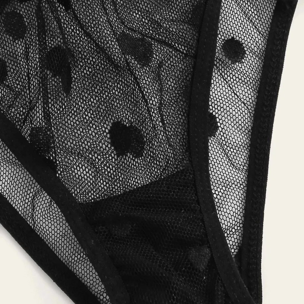 Sexy Bra Set Women Big Size Lace Underwear Seamless Bra Thong Garters Polka Dot Bralette Sexy Lingerie Sets