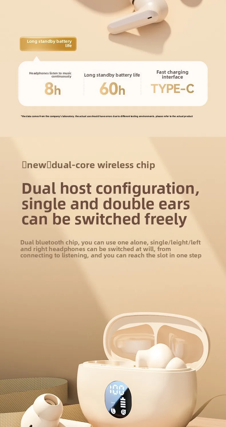 The 895B wireless headphones offer ultra-long battery life. The TWS sports in-ea