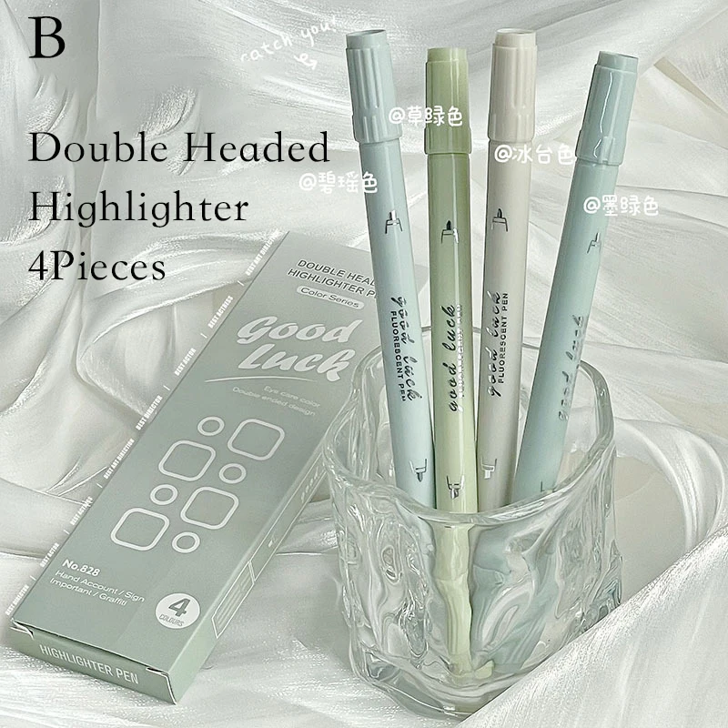 Journamm 인스 스타일 더블 헤드 하이라이터 학생 용품, 창의적인 문구, DIY 스크랩북, 미적 마킹 펜, 팩당 4 개