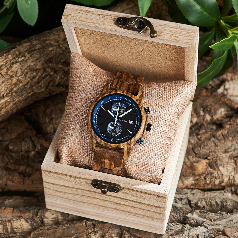 Men's Watches BOBO BIRD Wooden Men's Quartz Watch for Men Multifunctional Dials Wristwatch Support OEM Custom Logo Dropshipping