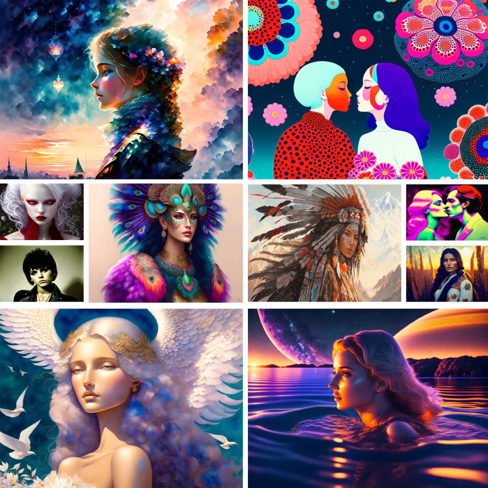 

Портрет женщины искусство Спальня Декор Алмазная мозаика Печать Набор для вышивки крестиком ремесла для взрослых Детский подарок