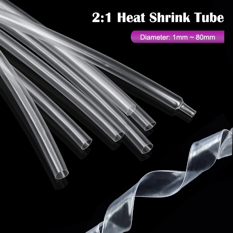 1-25M 2:1 ท่อหดความร้อน Dia 1 มม.~ 80 มม.Polyolefin PE DIY ซ่อมสายเคเบิลท่อหดกรณีลวด sheath Wrap 1