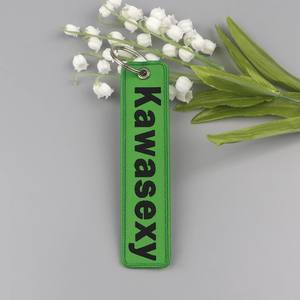 Nos Motos Vintage Kawasaki Porte-Clés Logo Noir Vert Chrome Rouge