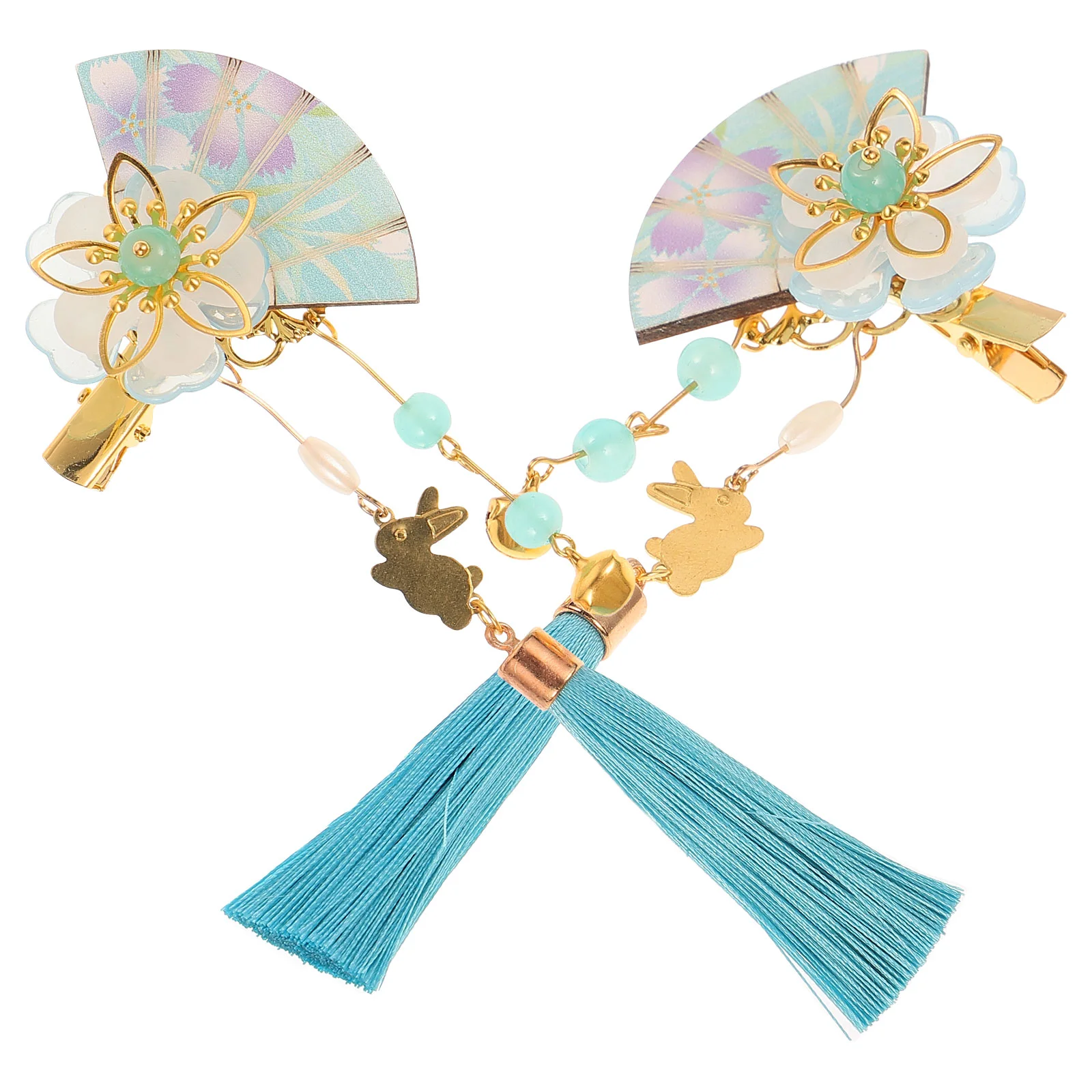 

2 Pcs Flower Hair Accessories Kimono Ornament Tassel Clip Japanese Hairpin Alloy Miss Style