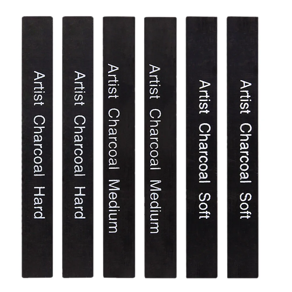 6Pcs 압축 숯 막대 전문 탄소 드로잉 연필 내구성 있는 스케치 미술 용품 압축 숯 막대