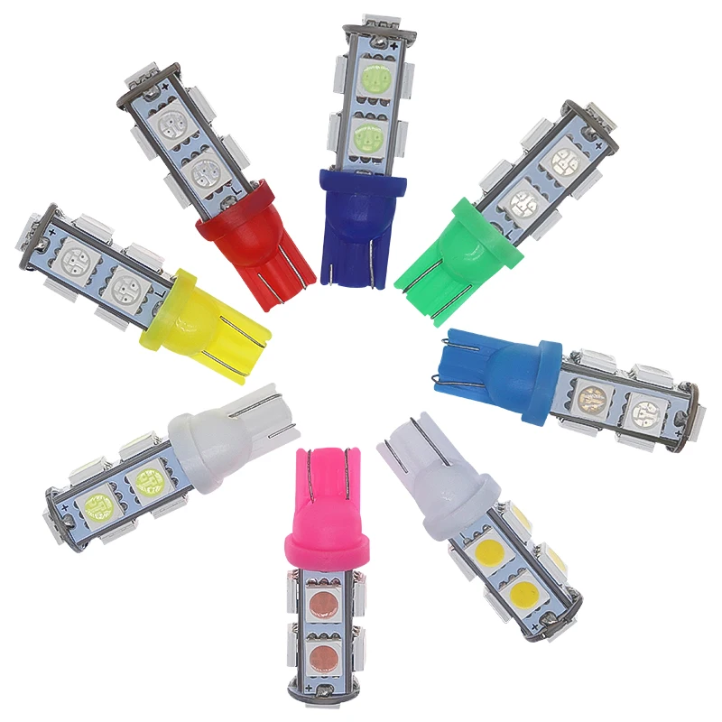 

100pcsX12v авто светодиодный W5W T10 9SMD 5050 светодиодный авто мобильный задних фонарей, фонарей указателей повтора сигнала боковые габаритные светильник-излучающая Диодная лампочка лампа