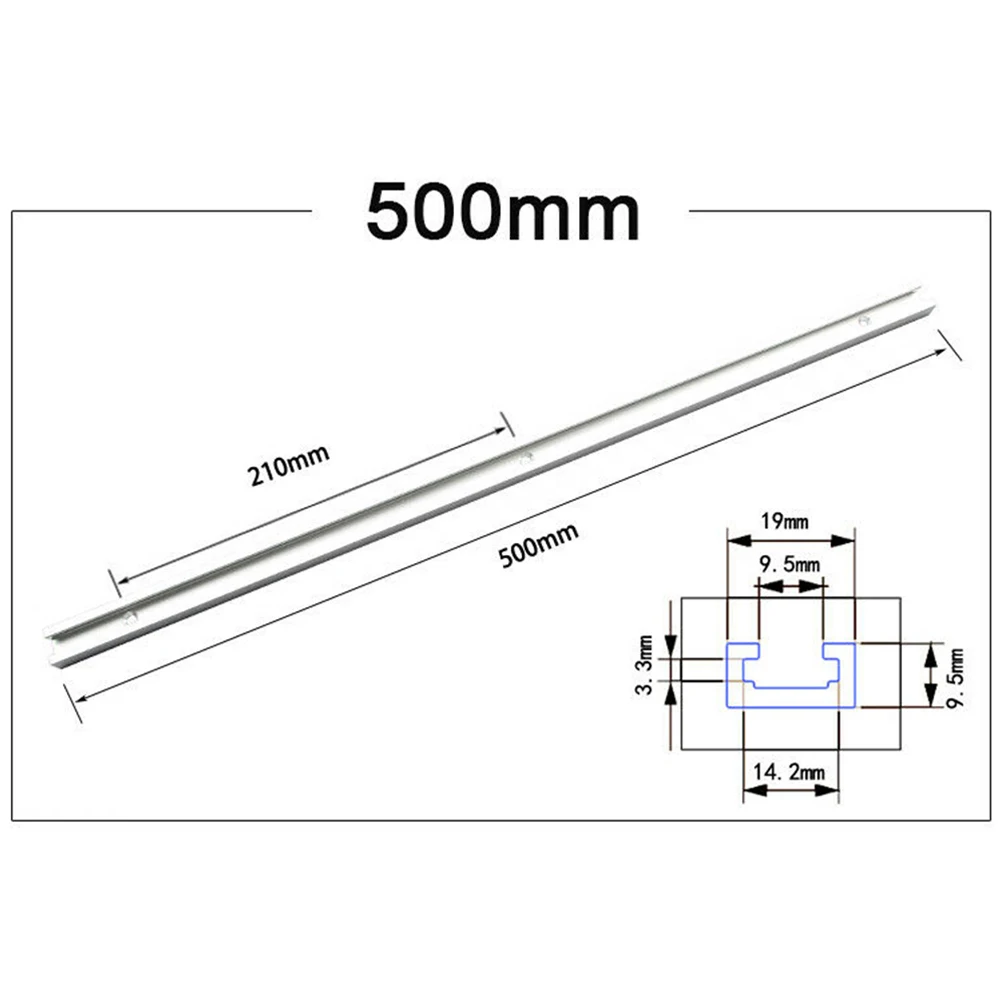 Aluminum Alloy T-Track for Woodworking Clamps and T Screws, 19x9.5mm, 400-600mm