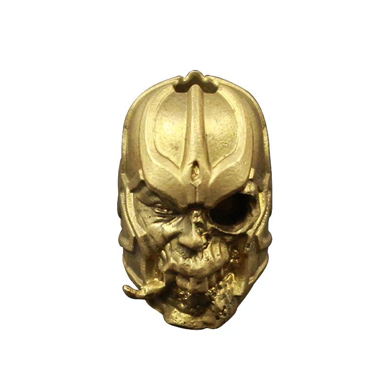 

Smoking Warrior Skull Head Brass EDC Outdoor DIY Paracord Knife Beads Handmade Lanyard Pendants Accessories Punk Charms