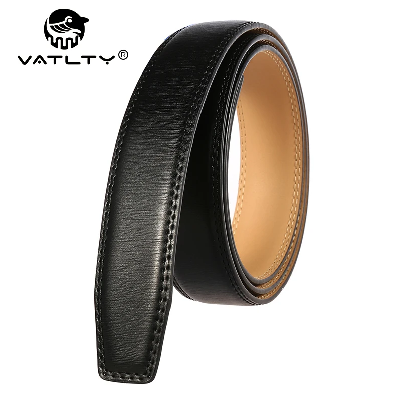 

VATLTY New Men's Leather Belt Without Buckle Natural Cowhide Non-porous Black Belt Trouser Belt Male Metal Automatic Buckle Gift