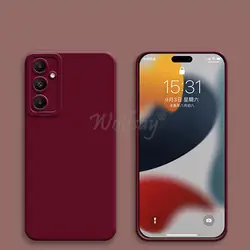Luxury Liquid Silicone Plain Rubber Camera Protect Phone Case Cover - A05 (Claret)