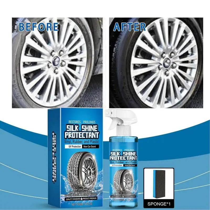 Wheel Cleaner Spray Powerful Vehicle Wheel Cleaner 120ml Auto Shine Rubber Part Portable Tire Shine Tire Stain