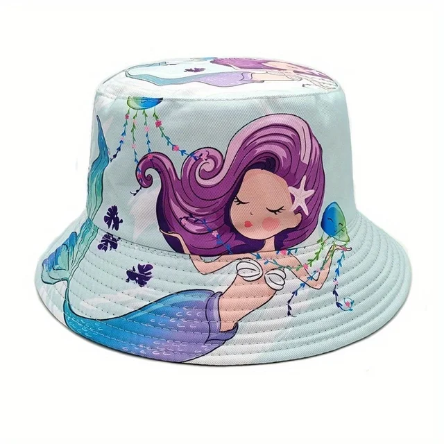 Bucket Hat Summer Sun Protection Cap Breathable Mermaid Hats for Beach Adult Outdoor Flat Top Panama Caps for Women and Men 1