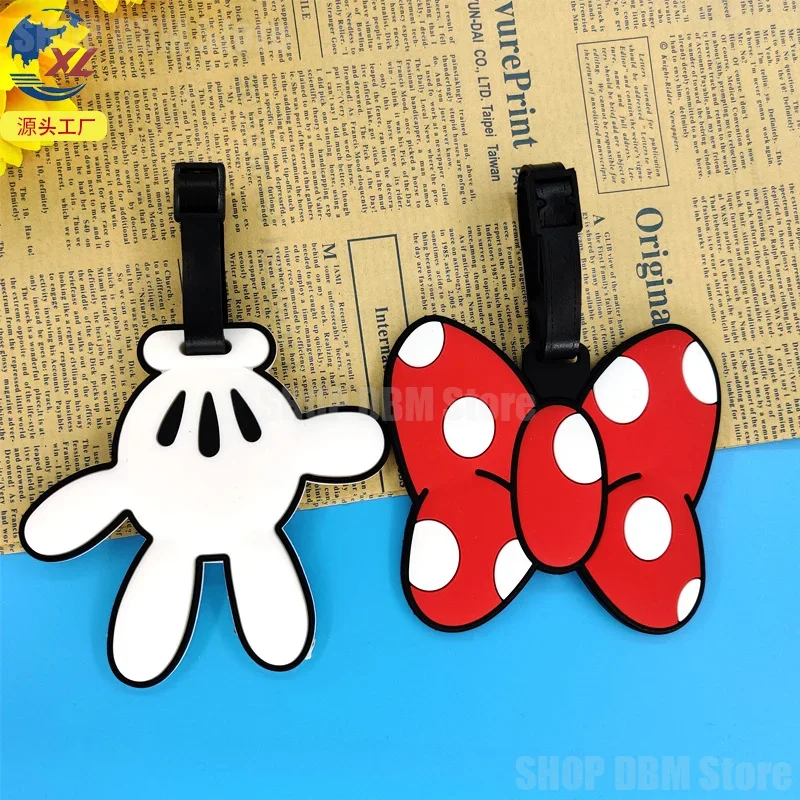 Luggage tag Disney Mickey Minnie Mouse Luggage Tag Anime Cartoon Travel Accessories Suitcase Holder ID Addres Gel Portable Label Baggage Tag
