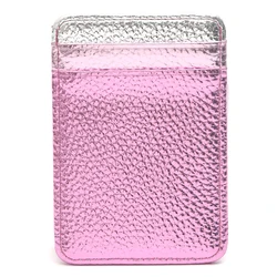 Chic Metallic Colorful PU Leather RFID Card Holder & Mini Wallet (PINK)