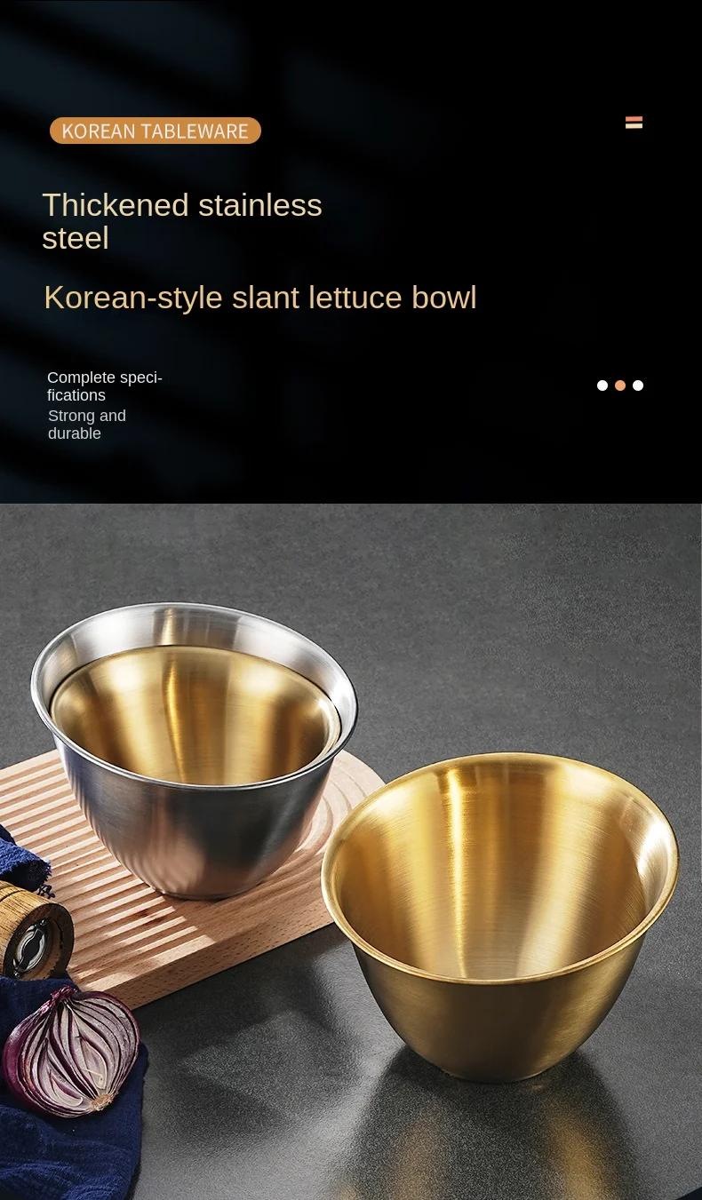 Description Picture 2 of itemStainless Steel Slant Mouth Bowl Thickened Fruit Salad Vegetable Bowl Hot Pot Restaurant Slant Mouth Multi-purpose Mixing Bowl