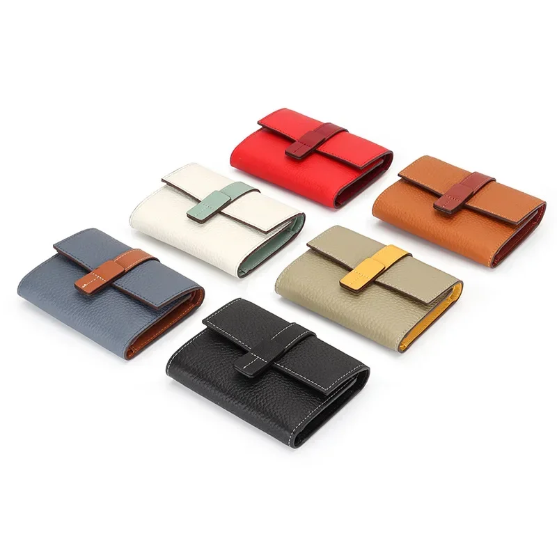 

Coin Purse Female Short Wallets Classic Trifold Money Bag Flap Snap Simple Design Women Fashion Cowhide Card Holder Brand Clutch