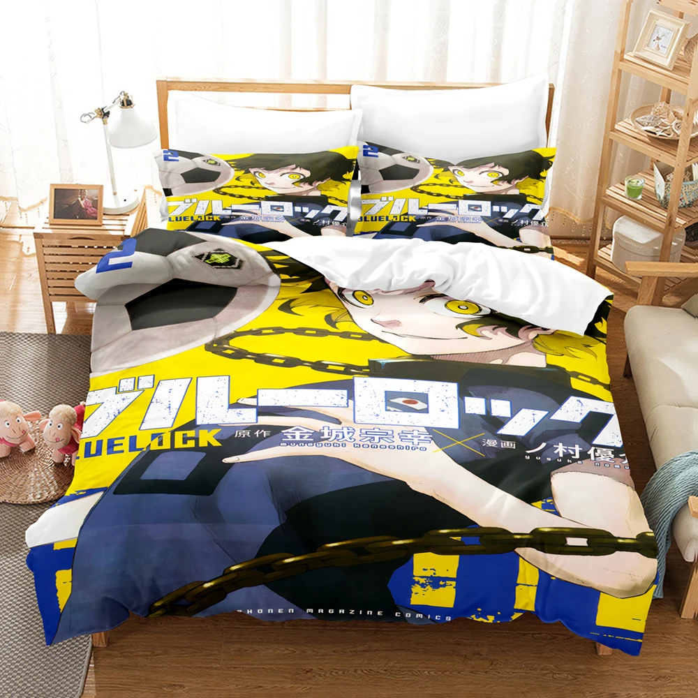 Blue Lock Bedding Set Hot Anime Duvet Cover Set with Pillowcases King Queen Twin Double Size Comforter Cover Set For Teens