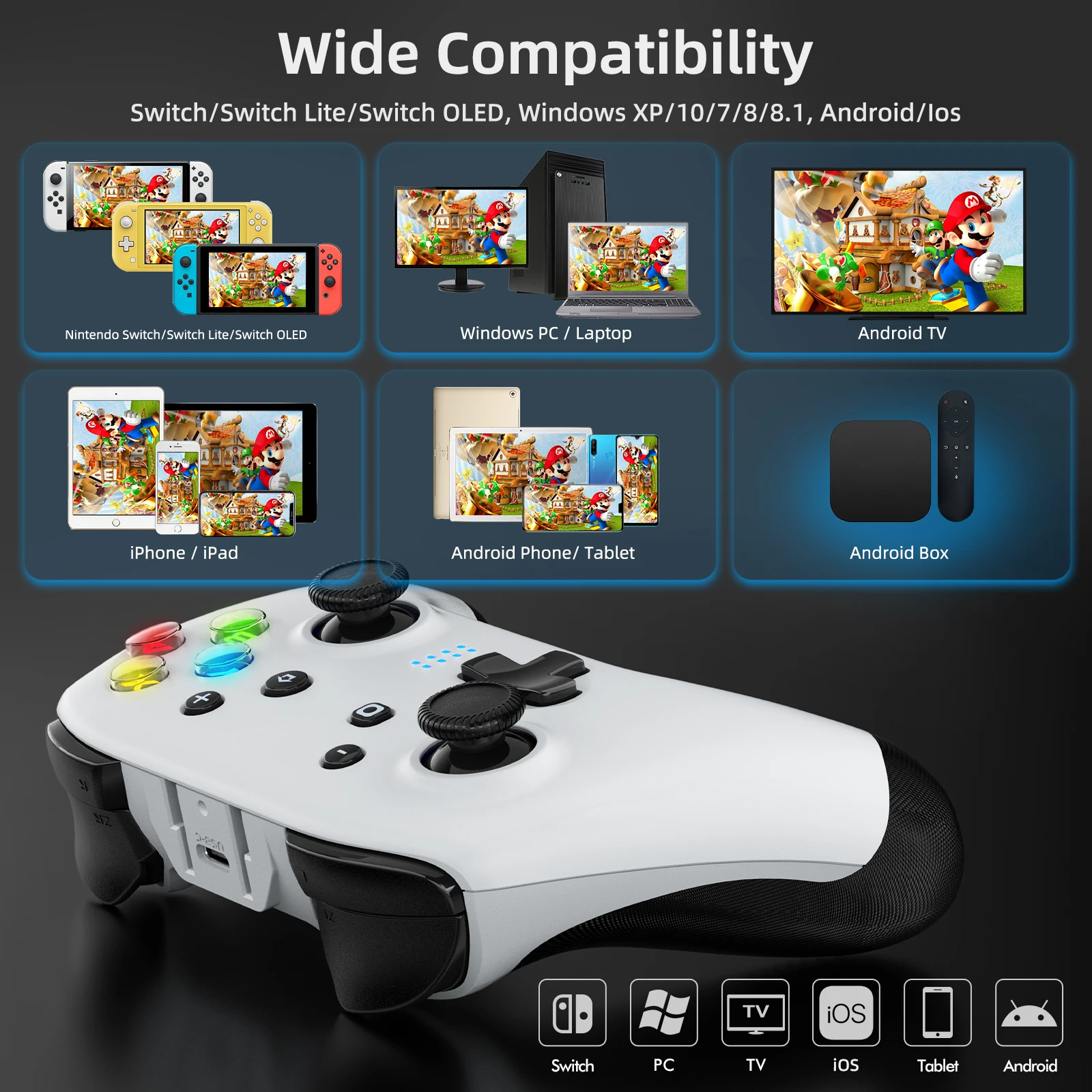 Controle 8bitdo-ultimate sem fio bluetooth controlador de jogos com doca de  carregamento para nintendo switch e pc, windows 10, 11, plataforma Steam -  Master Tech Jr