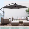 Patio Offset Umbrella w/Easy Tilt Adjustment,Crank and Cross Base, Outdoor Cantilever Hanging Umbrella with 8 Ribs, 95% UV 1