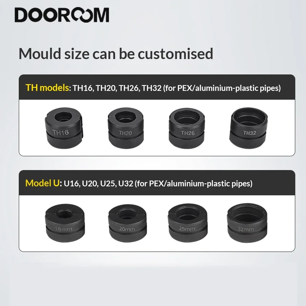 DOOROOM U TH Type 16/20/25/32 Customisable Die Heads for 1632 Tube Press Pliers 2