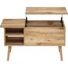 Wooden leg-raised top coffee table with hidden compartment and side-open living room storage shelves 3