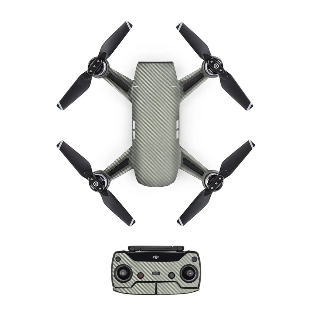 Carbon Fibre Style Decal PVC Skin Sticker For DJI Spark Drone + Remote Controllers + 3 Batteries Protection Film Cover