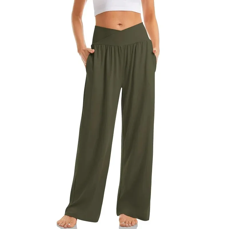 Women's Pants Casual Loose Wide Leg Cozy Yoga Sweatpants Comfy High Waist Sports Athletic Lounge Pants with Pockets 2024 YDL42