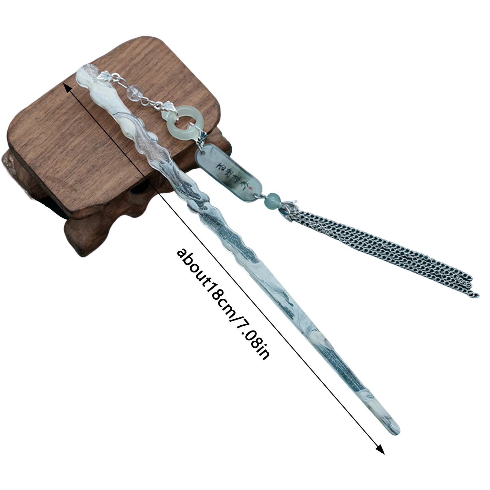 Chinesische Tuschemalerei Quaste Haarnadel Neue Hanfu Haarschmuck für Frauen Traditionelle Haarstäbchen Alten Stil Haarspangen – Detail 7