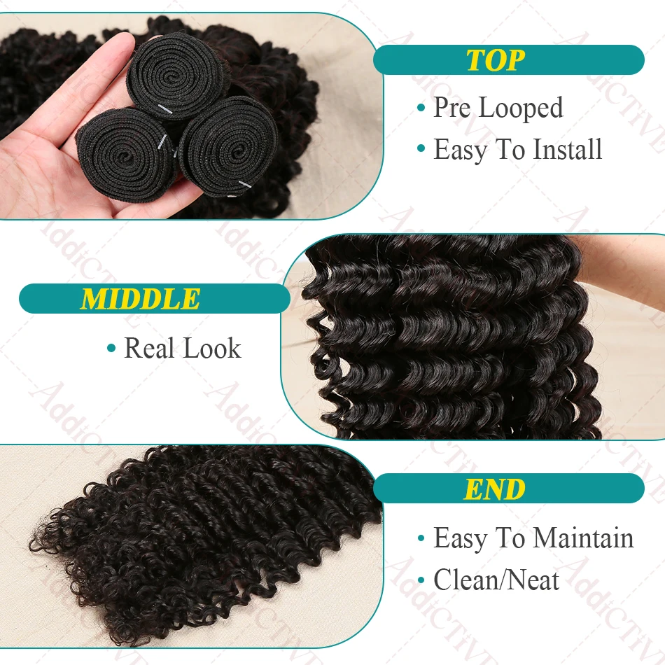 3 4 5 Bundles 100% Raw Human Hair Weave Double Weft Bundle Brazilian Remy Hair Extensions 30 32 40 Inches Loose Deep Wave Curly