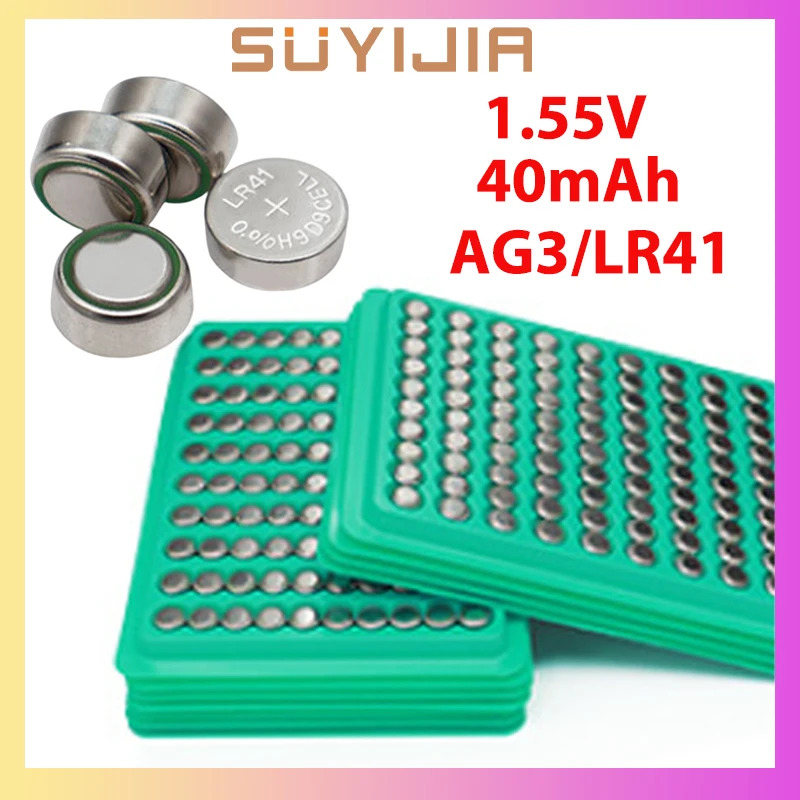 

AG3 / LR41 Button Battery Zinc Manganese 1.55V 40mAh Battery Suitable for Watch Car Key Remote Calculator Electronic Hearing Aid