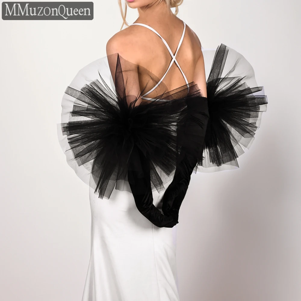 Wedding Dress Gloves MMQ MM10 Women's Elegant Long Satin Gloves Oversized Mesh Flower Wedding Dress Accessories Bridal Fashion Retro DIY Customizable