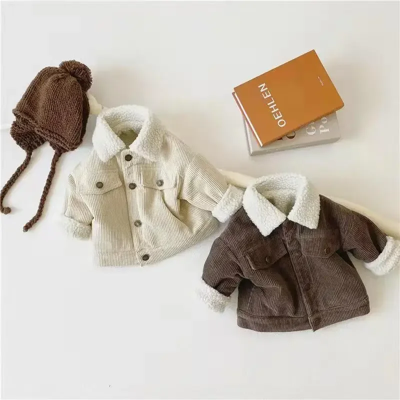 패션 1-5Yrs 어린이 소년 재킷 인과 긴 소매 코트 따뜻한 가을 겨울 어린이 소녀 양털 Outwear