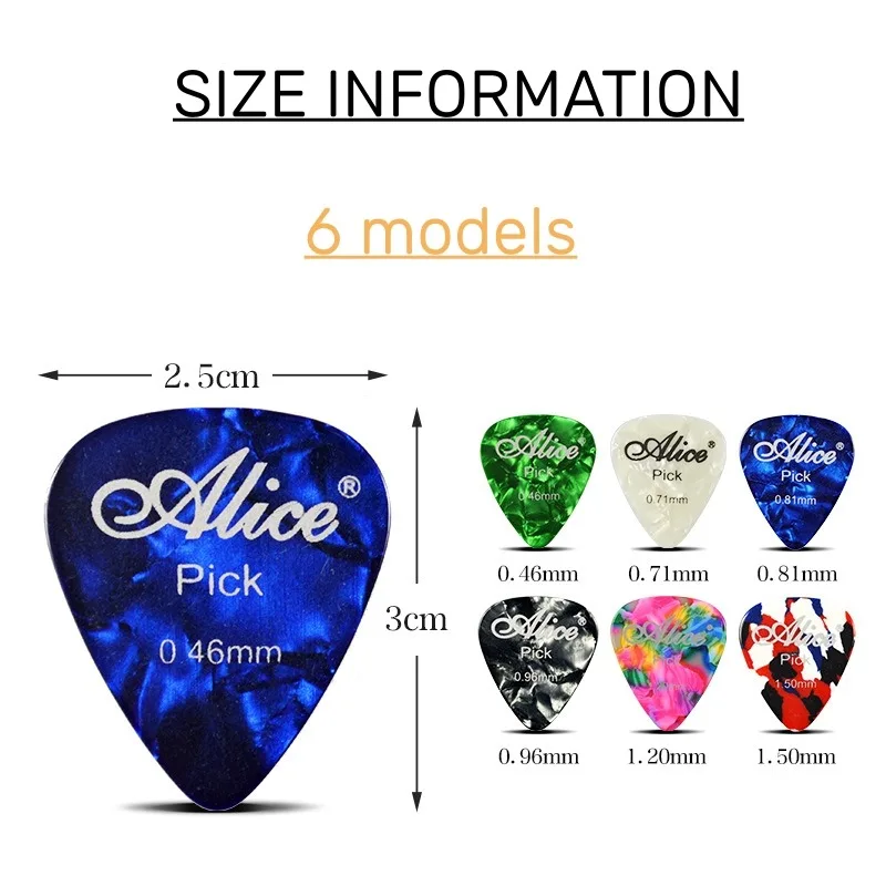 6pcs 어쿠스틱 추천 Plectrum 셀룰로이드 일렉트릭 스무스 기타 픽업 액세서리 0.46mm 0.71mm 0.81mm 0.96mm 1.2mm 1.5mm