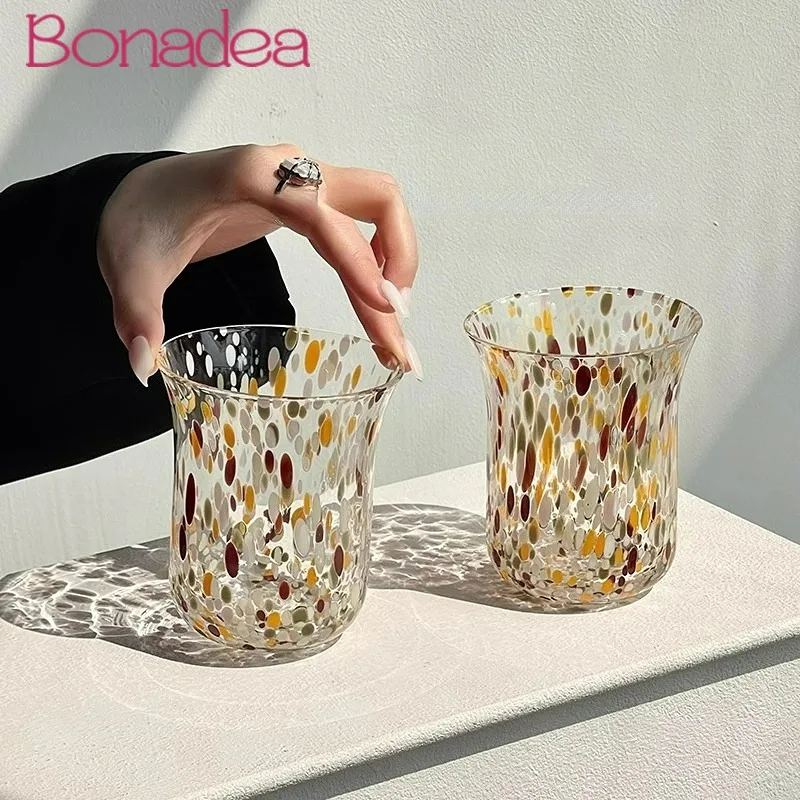 Creative Embossed Glasses Cups,Colorful Spotted Glass Cup,Vintage Whiskey Glass Cup,Perfect for Juice Water,Party Kitchen Tools