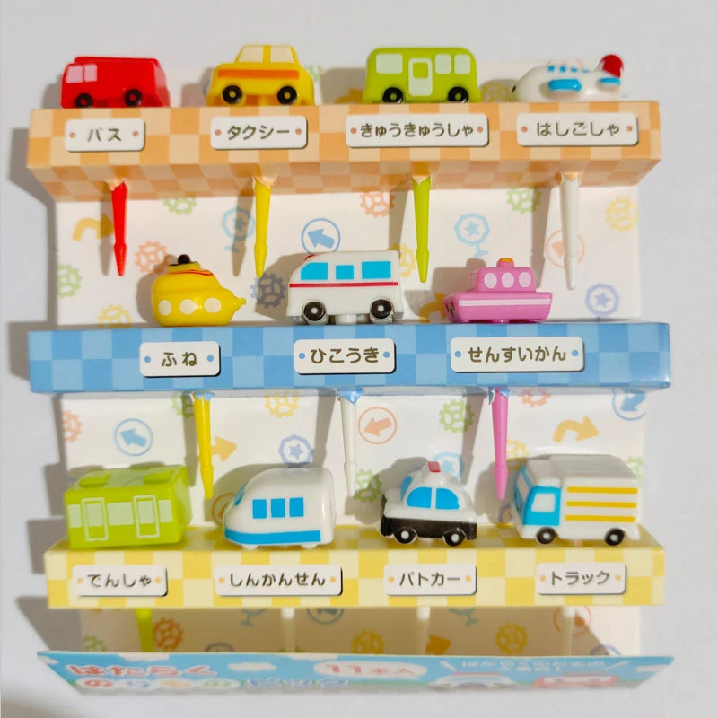 Fruit Fork Food Picks Food Toothpicks 11pcs/set Mini Cartoon Car Fruit Fork Kids Snack Dessert Bento Sandwich Lunches Party Decoration