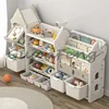 Kids Toy Storage Organizer Bookshelf 14 Bins Pull-Out Drawers Multipurpose Shelf for Toddlers Organize Toys Room Furniture 3