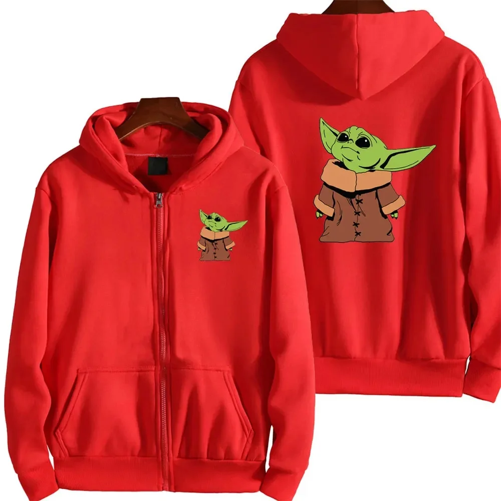 Baby Yoda Jack Met Rits En Capuchon 2024 Lente En Herfst Nieuwe Casual Heren En Dames Sport Shirt Jas Groene Kleding