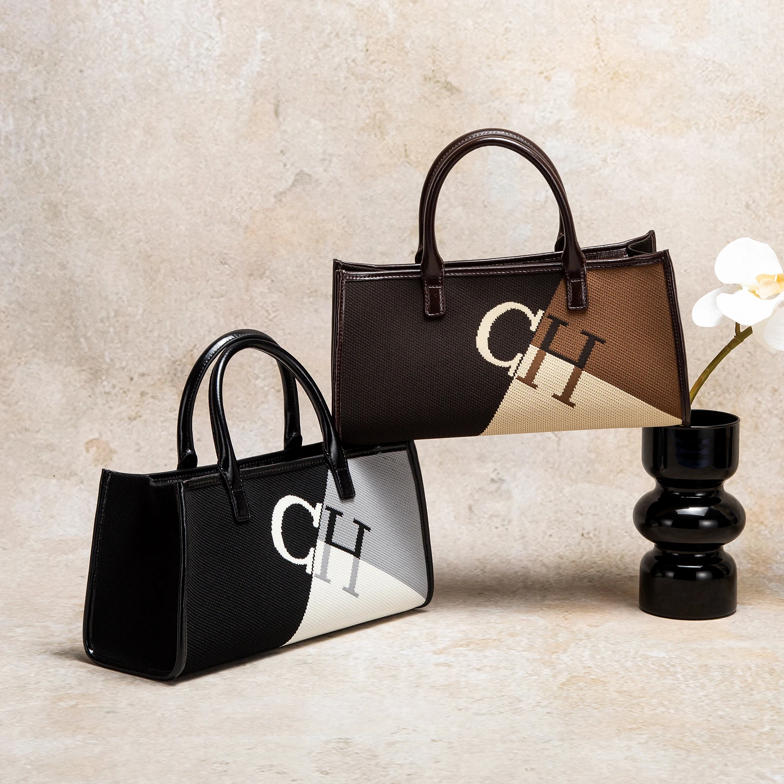 حقيبة يد نسائية جديدة بتصميم كلاسيكي وباللون الموض...