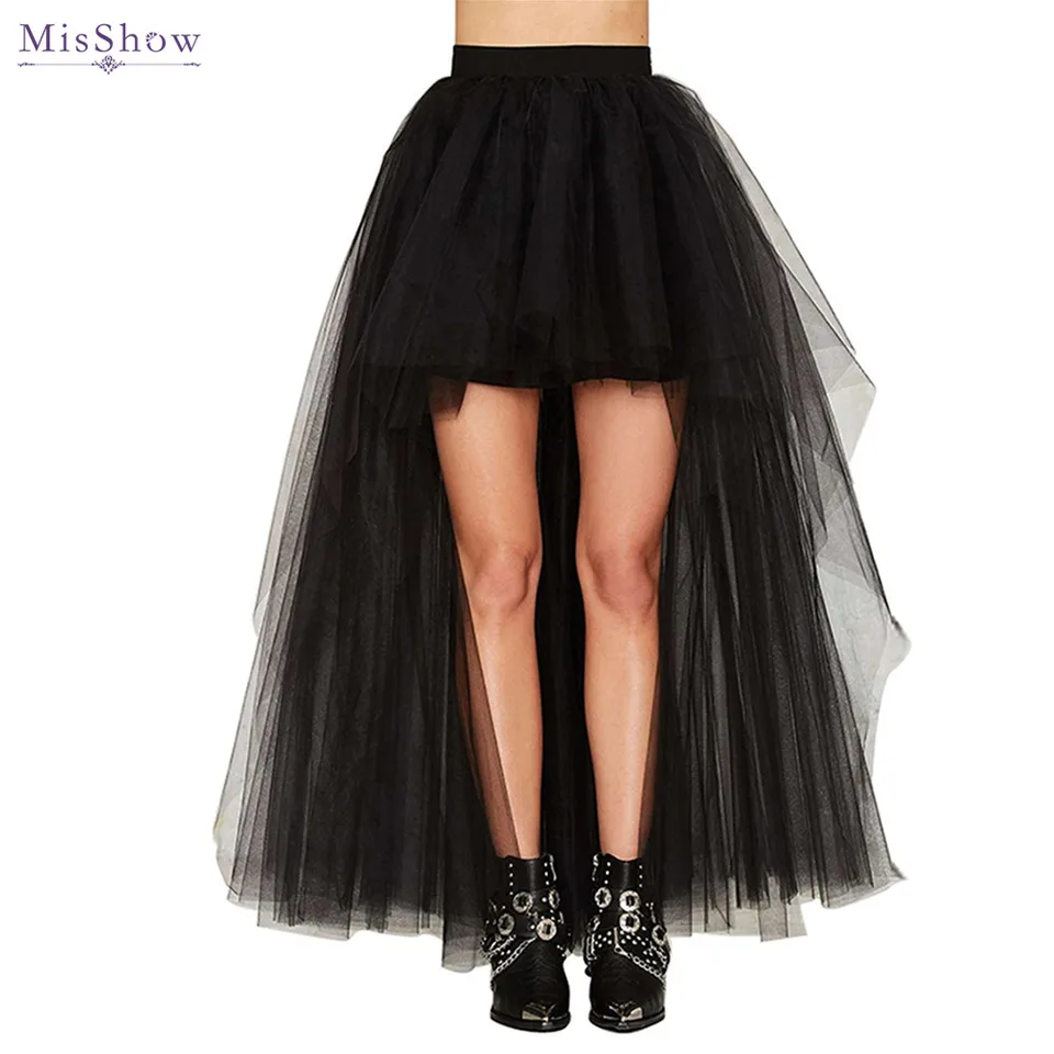Women's Black Tutu Tulle Skirt - Knee Length (60cm) Scalloped Petticoat For Halloween, Parties, Costumes