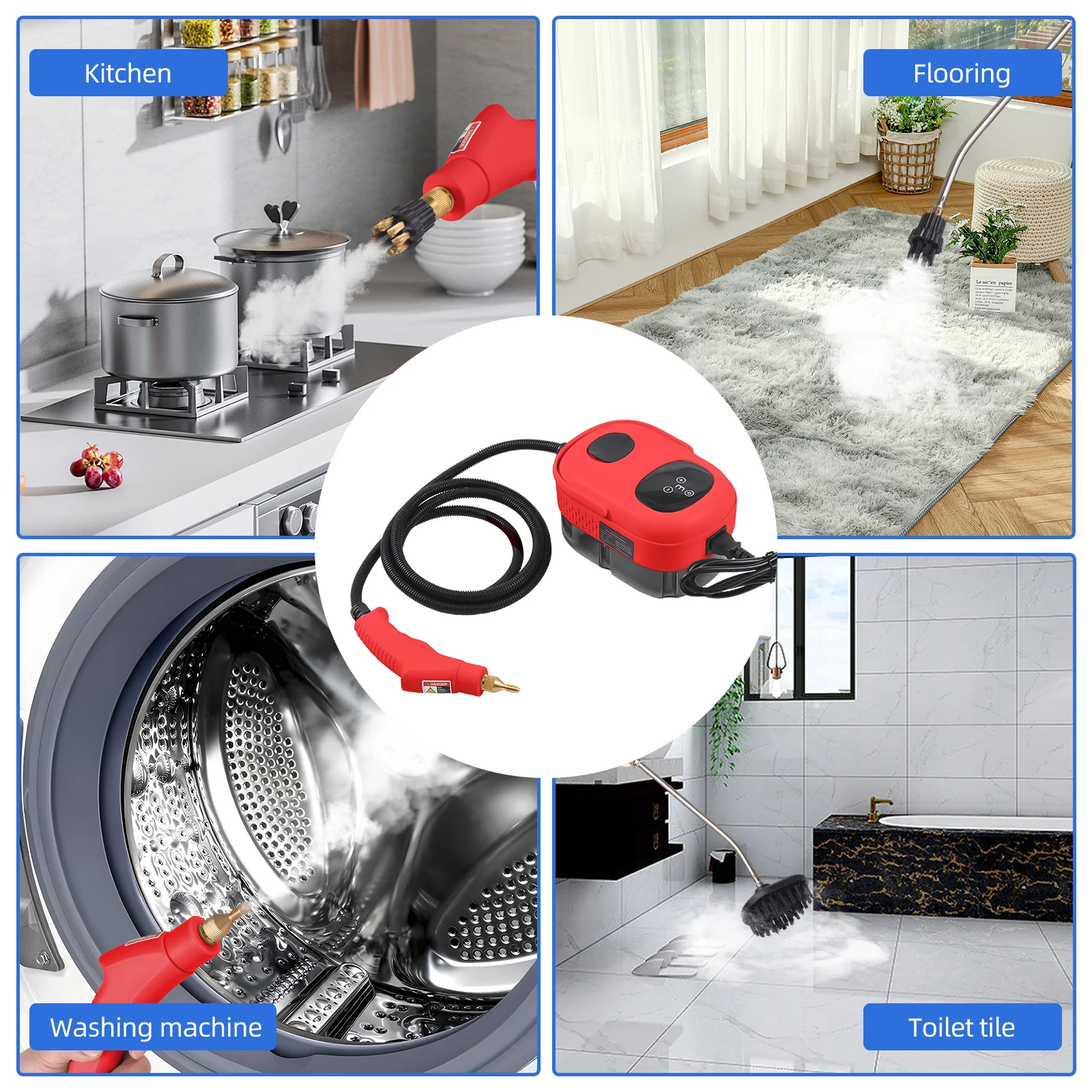2500W High Pressure Steam Cleaning Machine High Temperature Pressurized 1100ml 3 Bar Portable Handheld Steam Cleaners for Car 2