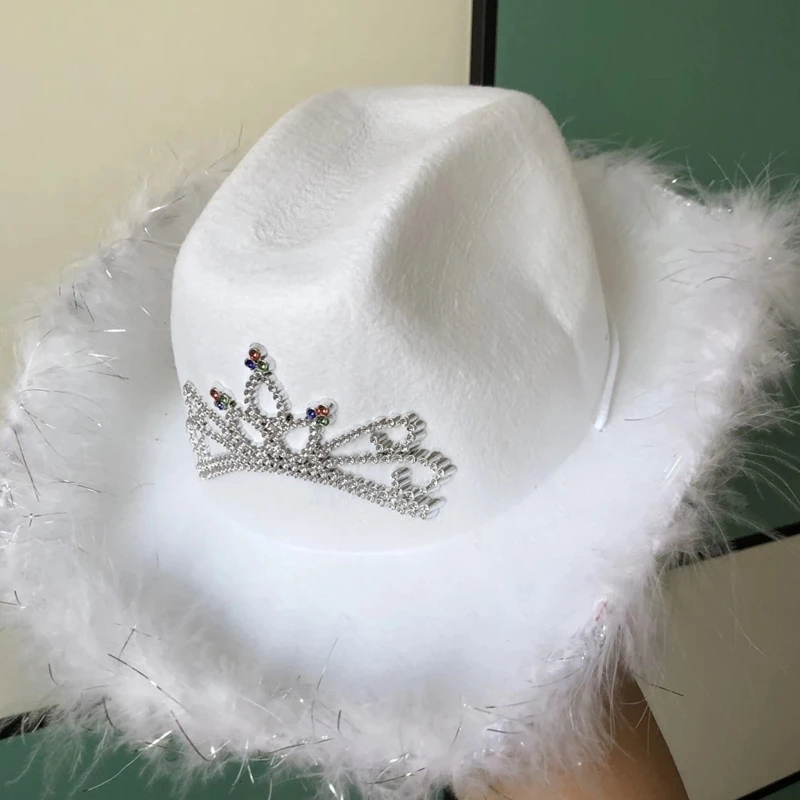 Cowboy Hats Cowboy Hat Pink Feather Performance Hat Cowboy Cosplay Party Props