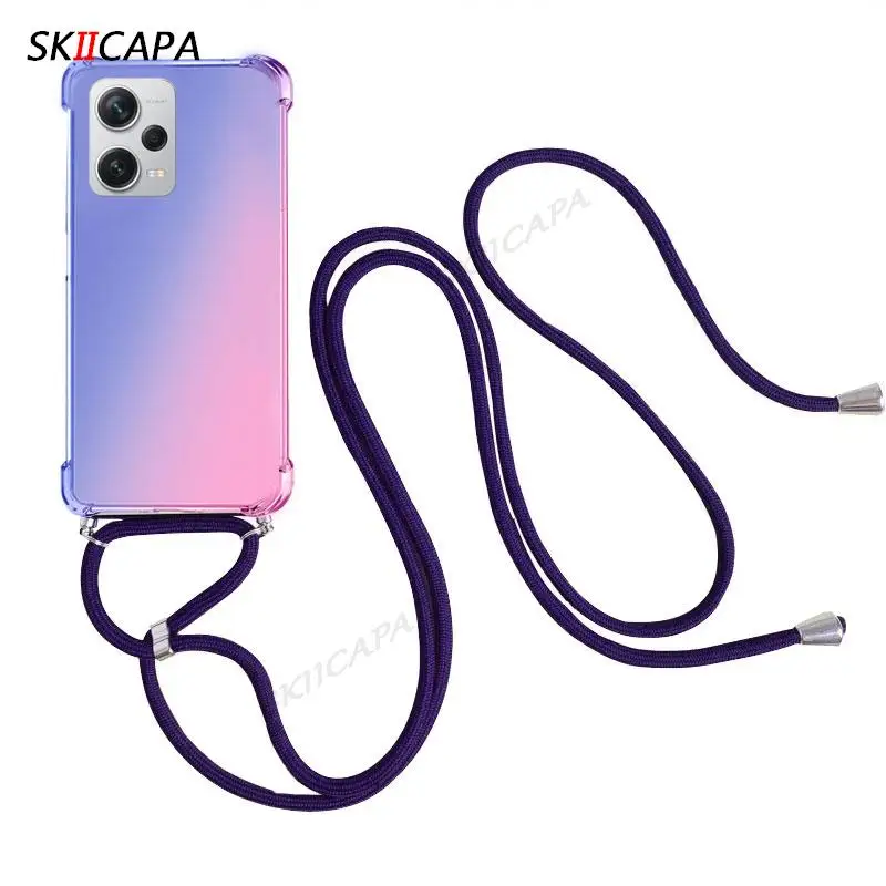 Gradient Silicone Shockproof Crossbody Case for Xiaomi Redmi Note 12 Pro Plus 5G