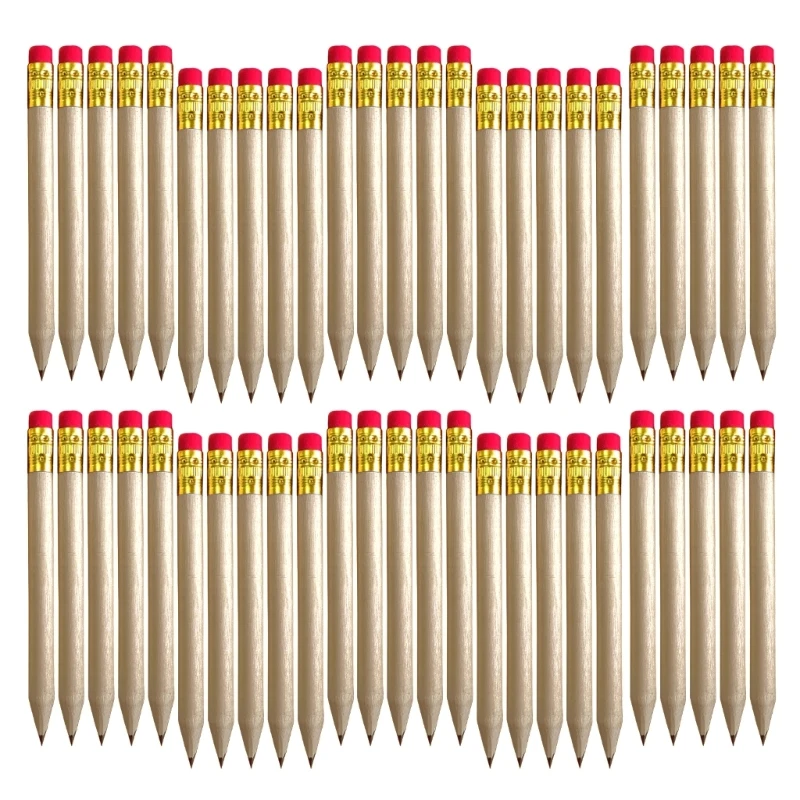 

50Pcs Golf Pencils with Rubbers, Small Pencils with Eraser Bulk Mini Graphite Pencil for Kids, Adults, School, Office