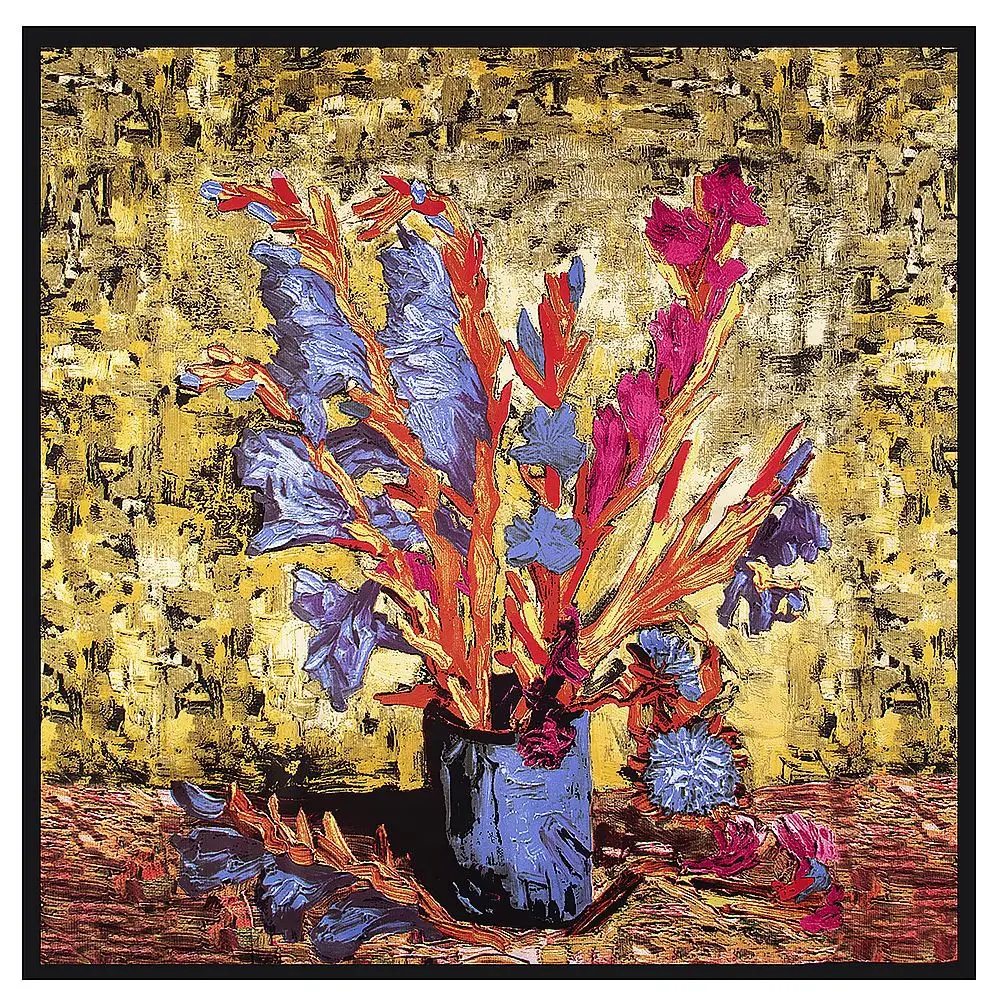 

100% шелковый шарф, женские Большие шали 2024, палантины с цветочным рисунком маслом, квадратная бандана, хиджаб, роскошный платок, женские шарфы 130 см